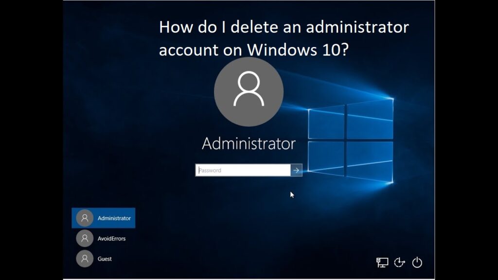 How do I delete an administrator account on Windows 10?