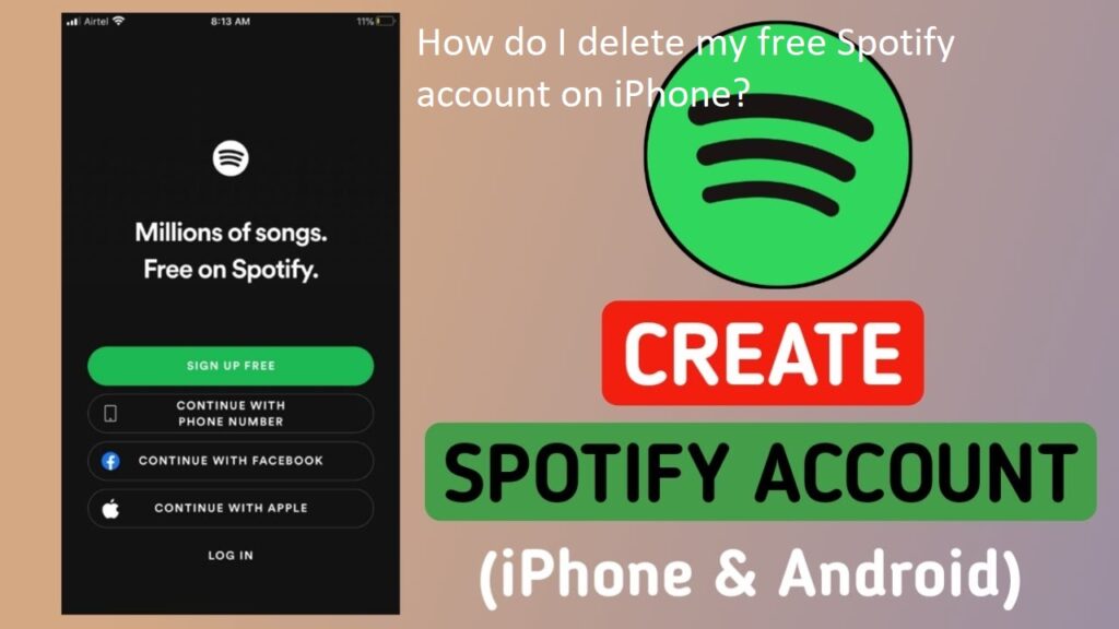 How do I delete my free Spotify account on iPhone?