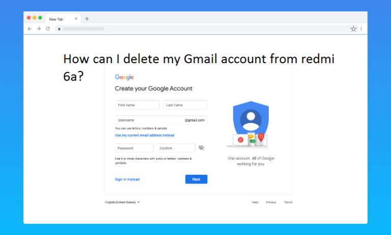 How can I delete my Gmail account from redmi 6a