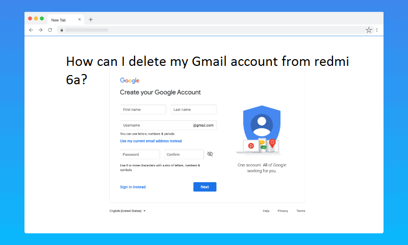 How can I delete my Gmail account from redmi 6a?