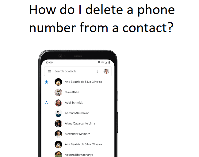 How do I delete a phone number from a contact?