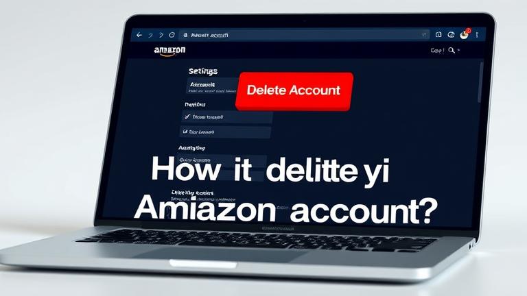 alt_text: Modern device screen showing Amazon settings with a red "Delete Account" button and warning pop-up.
