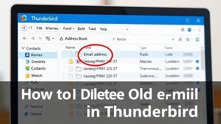 alt_text: Close-up of Thunderbird contacts, deleting an old email address with clear UI cues.