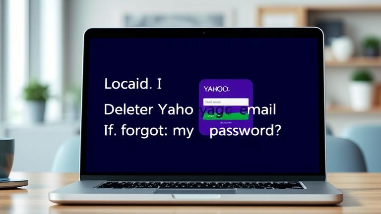alt_text: Laptop screen shows Yahoo login with "Forgot Password?" prompt, set in a calm workspace.