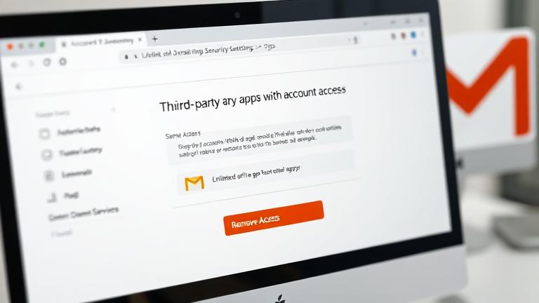 alt_text: Close-up of security settings showing unlinking an app from Gmail with the "Remove Access" button.