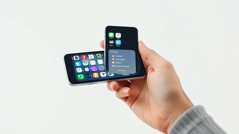 alt_text: Modern iPhone in hand showing home screen, with a finger ready to tap settings.