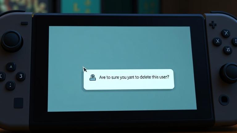 alt_text: Switch screen shows user deletion prompt with cursor over 'Delete User' option.