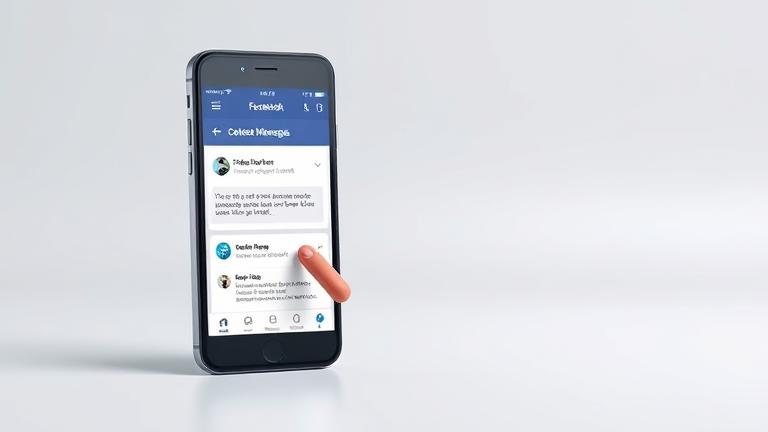 alt_text: User deletes a Facebook message on phone, with trash icon and disappearing message.