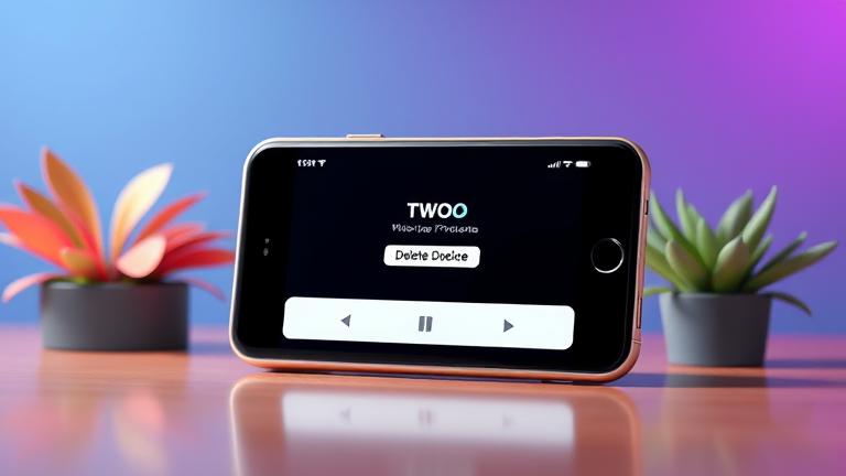 alt_text: Smartphone screen showing TWOO app with photo deletion, icons, and confirmation prompts.