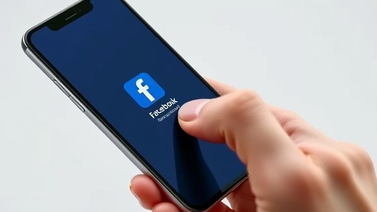 alt_text: Hand tapping Facebook icon on phone; illustrating app deletion process clearly.