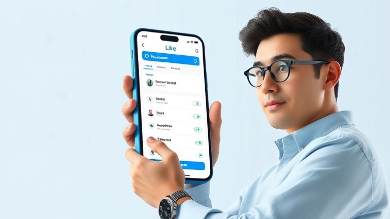 alt_text: Person managing or deleting a Likee account on smartphone with settings and trash icons.