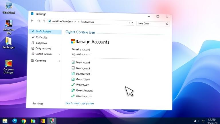 alt_text: Windows 8 screen with user managing accounts, disabling the Guest account step by step.