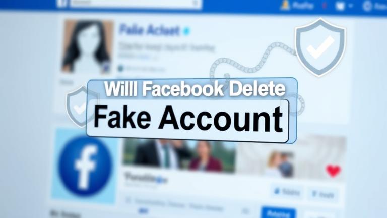 alt_text: A blurred social profile labeled "Fake Account" with security icons on a Facebook-like screen.