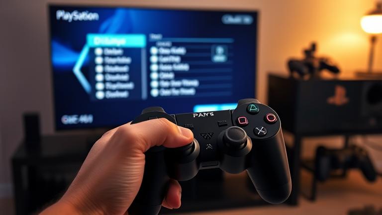 alt_text: Person managing PS3 storage on TV, highlighting delete options in a sleek, modern scene.