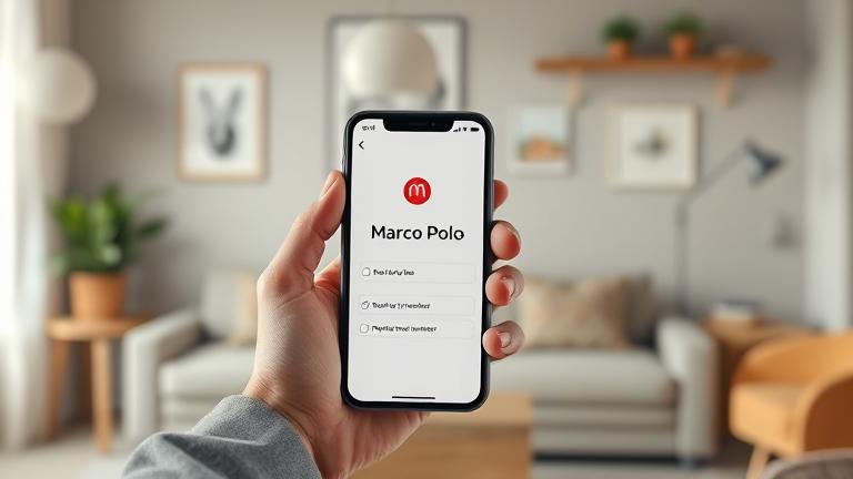 alt_text: Person updating their Marco Polo number on smartphone in a cozy, friendly home setting.