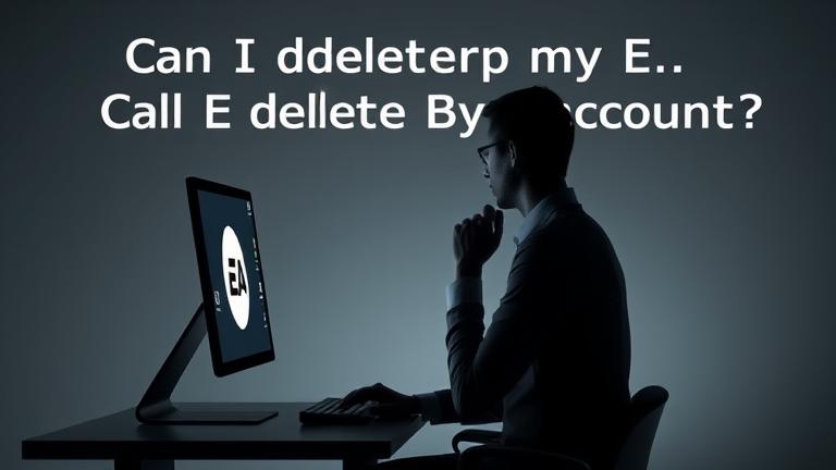 alt_text: Person at desk with EA logo on screen, pondering account deletion and privacy concerns.