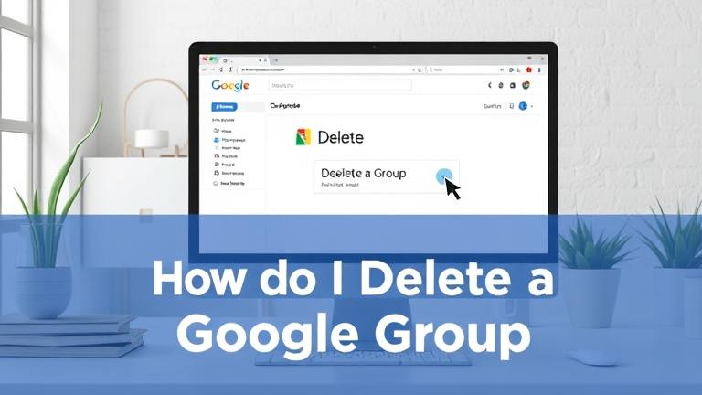alt_text: Modern workspace showing Google Groups interface with delete option highlighted.