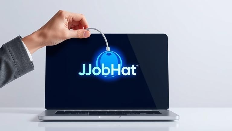 alt_text: Confident person disconnects a "JobHat" icon, symbolizing overcoming job search obstacles.