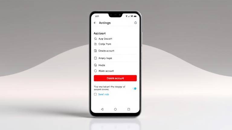 alt_text: Smartphone screen showing OnePlus account settings with a highlighted "Delete Account" option.