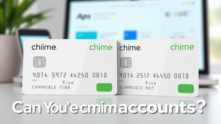 alt_text: Two Chime cards with app on devices, showing multiple accounts securely managed.