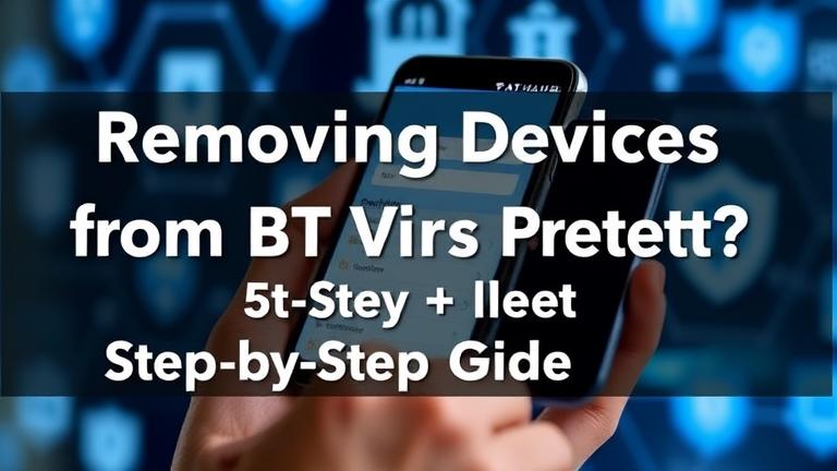 alt_text: Hand holding device with BT Virus Protect app screen, showing device removal options.