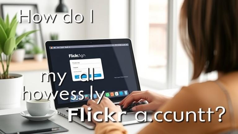 alt_text: Person on laptop accessing Flickr login page in a modern, friendly workspace.