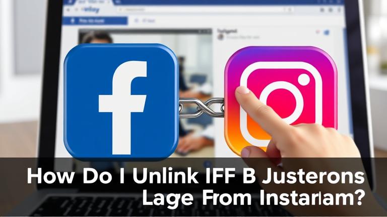 Alt_text: Breaking link between Facebook and Instagram logos on digital device, symbolizing unlinking.