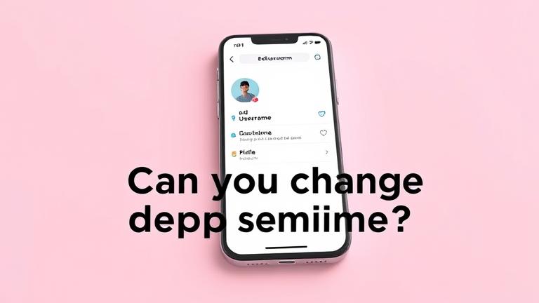 depop app on phone shows profile edit with cursor, highlighting username change, clean background