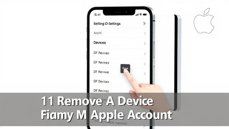 alt_text: Removing a device from Apple ID on a sleek, modern screen with a tap highlight.