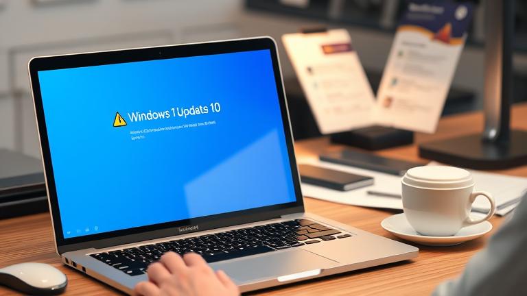 alt_text: Frustrated user troubleshooting Windows 10 error 0xc1900101 with tech tools and guides.