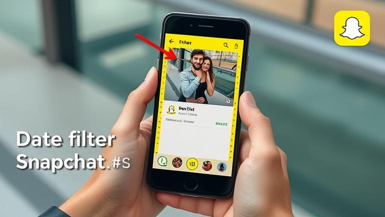 Alt_text: Person holds Android phone with Snapchat open, showing date filter options clearly.