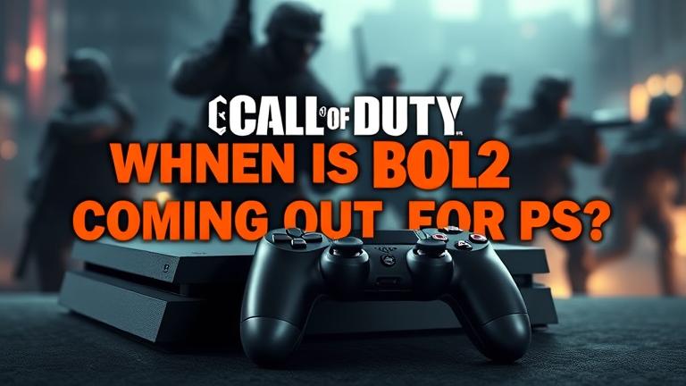 alt_text: PS4 console, controller, blurred warfare scene, with "When is BO2 Coming Out for PS4?" text.