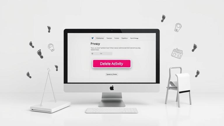 alt_text: Person clicks "Delete Activity" on a computer, symbolizing permanent digital data removal.
