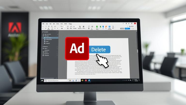 alt_text: Modern screen showing Adobe interface with draft sign being deleted, in a professional office setting.