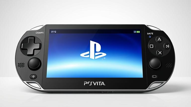 alt_text: Realistic PS Vita with PSN logo, menu hints, modern design, suggesting account unlinking.