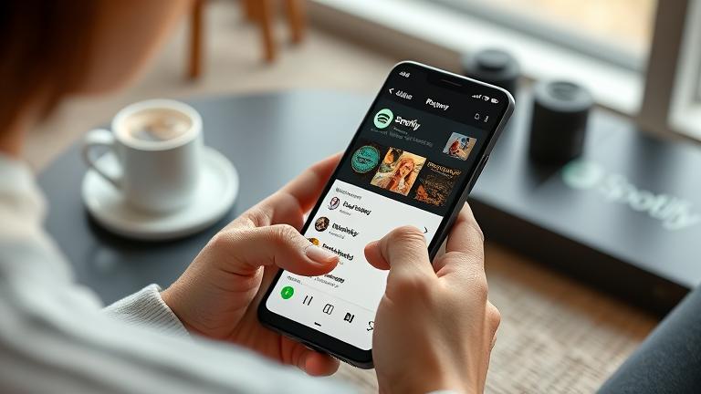 alt_text: Person deleting recent Spotify tracks on Android in a sleek, modern setting.