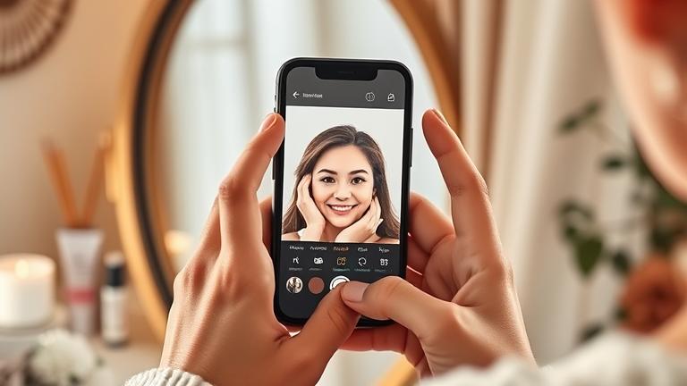 alt_text: Person applying Instagram filters privately in cozy setting, emphasizing self-expression.