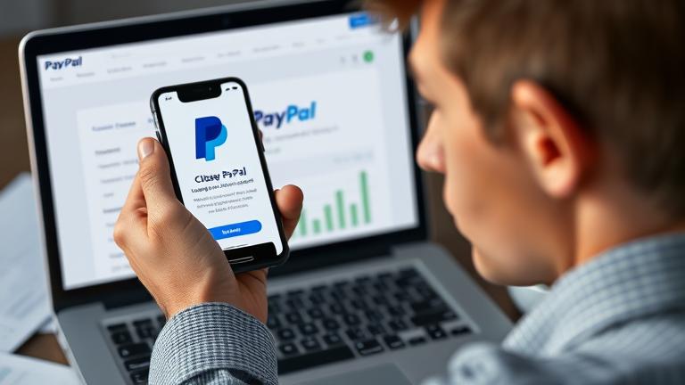 alt_text: Person 고민하며 PayPal 계정 종료와 새 계정 개설을 고려하는 모습.
