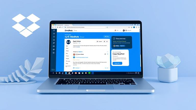alt_text: Laptop screen showing Dropbox feedback form with logo; bright, clean, engaging design.