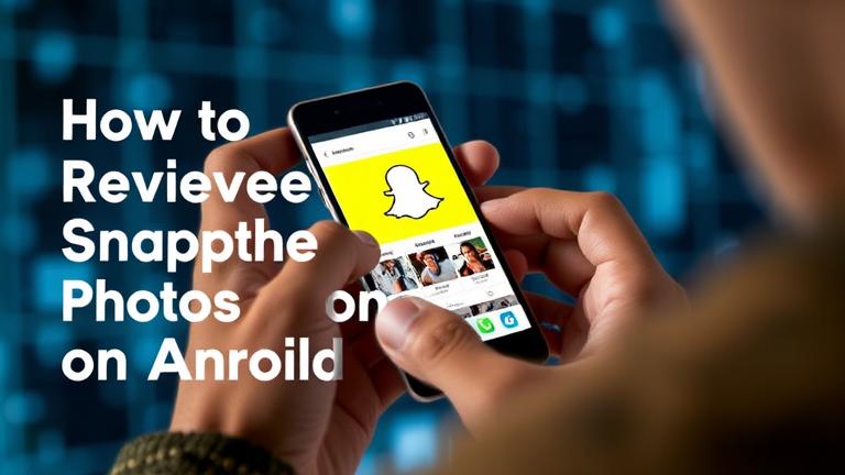 alt_text: Person using Android phone with Snapchat icons, showcasing photo recovery process.