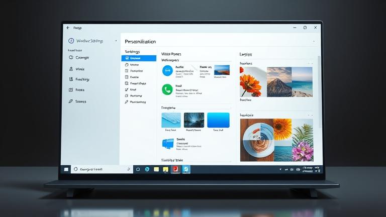 alt_text: Windows 11 settings scene showing theme customization, wallpapers, and dynamic backgrounds.