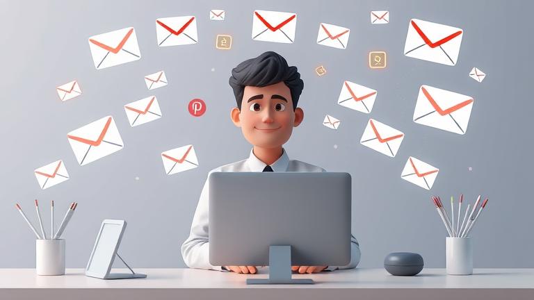 alt_text: Person hopeful at computer with email icons, symbolizing Gmail account recovery efforts.