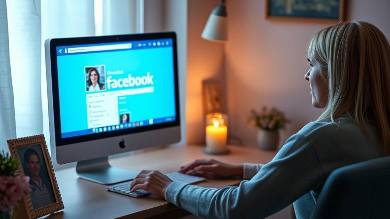 alt_text: Person manages a deceased loved one's Facebook account with care and respect.