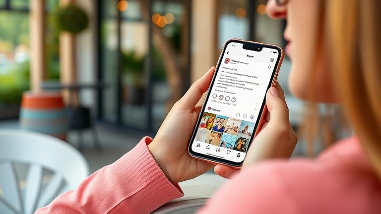 alt_text: Person browsing Instagram on phone, viewing "Suggestions for You" in a cozy setting.