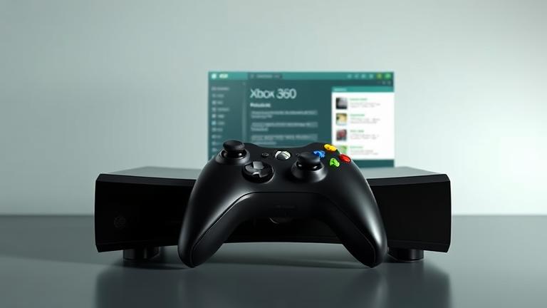 alt_text: Xbox 360 console with controller, showcasing account management and deletion options visually.