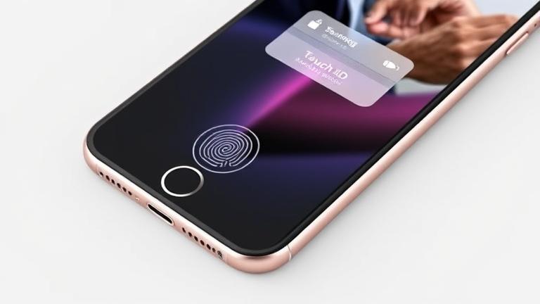 alt_text: iPhone 6 with settings showing Touch ID disabled, emphasizing the home button.