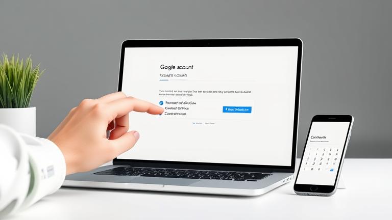 alt_text: User manages Google account devices on laptop, removing old devices for security.