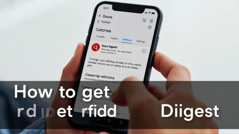 alt_text: Person manages Quora Digest notification on device, with a clean UI and "How to get rid of" overlay.