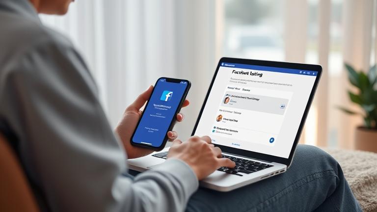 alt_text: Person deactivating Facebook Dating on their device, showing settings and Facebook branding.