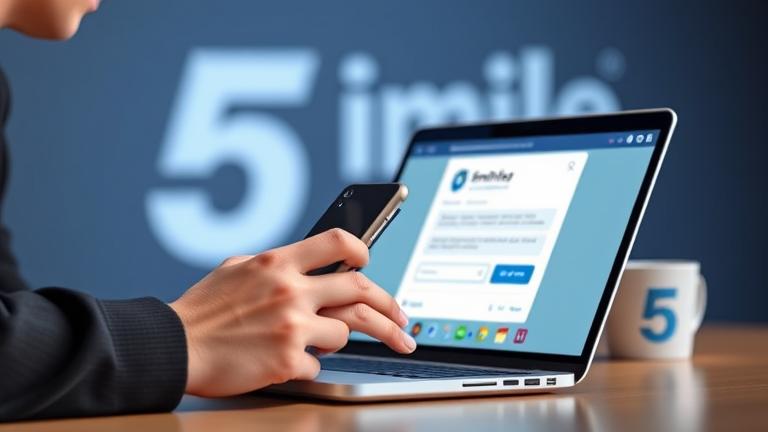 alt_text: Person confidently managing a "5 miles" account on device, illustrating easy account deletion.